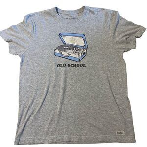 Life is Good Old School Record Player Tshirt
